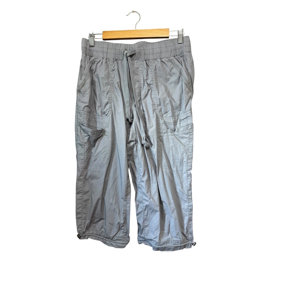 Democracy Cargo Capri Pants Womens 6 Grey Excellent Drawstring Toggle Utility